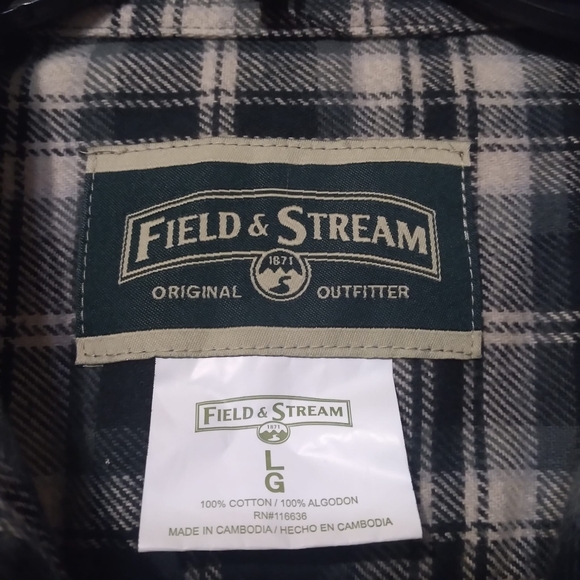 Field & Stream Men's Size-L Green Heavy Flannel Plaid Button Up Shirt Ou… - Picture 7 of 8
